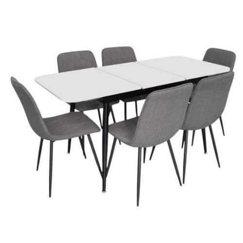 купить Комплект стол и стулья Evelin di Costacurta стол DT-531R B + 6 стульев YTC-078B Bjorn-13 (Grey) в Кишинёве 