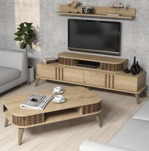 купить Стенка Trendy Eylul Крем (комплект мебели для гостиной) (GTR001278) в Кишинёве 