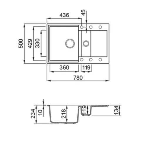 купить Мойка кухонная Elleci EASY 325 (780x500 mm) 48 cemento в Кишинёве 
