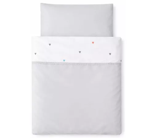 cumpără Lenjerie de pat pentru copii Veres VR 153.1.25 Бело-серая с сердечками (90x110/40x60) (3ед.) în Chișinău 