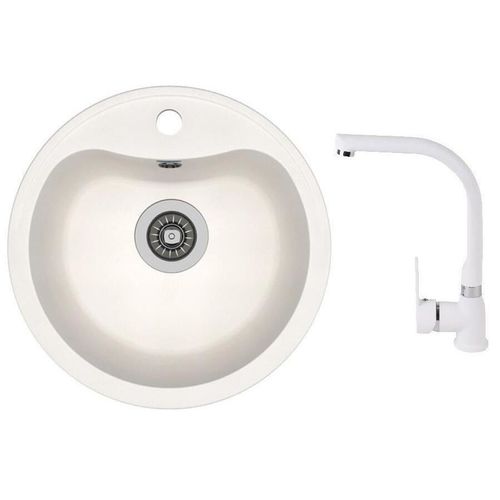 cumpără Chiuvetă bucătărie cu bateria Dr.Gans Dora + SanDonna F 7103 alb în Chișinău 