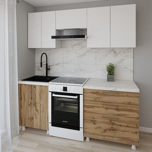 cumpără Mobilă pentru bucatarie Smartex (30052) K2 200сm Alb+Stejar inchis în Chișinău 