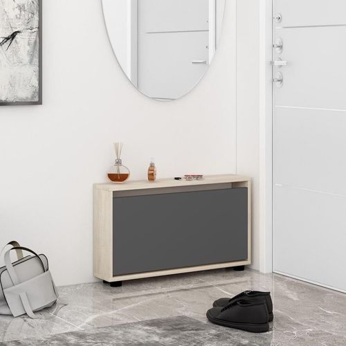 купить Полка для обуви Mobildor-Lux Leo Slim 50x16x47H cm Sonoma/Anthracite в Кишинёве 