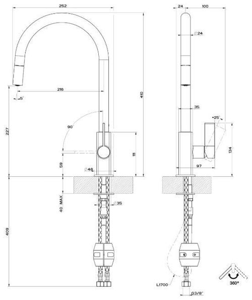 cumpără Bateria bucătărie Gessi 17163-031 Monaco Chrome în Chișinău 