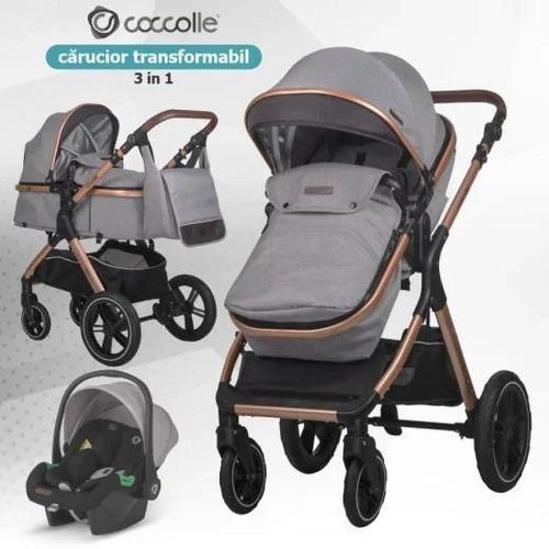 cumpără Сărucior pentru copii Coccolle Melora Moonlit Grey, 3in1 cu landou transformabil în Chișinău 