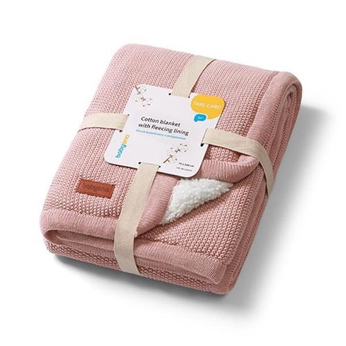 купить Детское постельное белье BabyOno 1659/01 Patura de bumbac cu captuseala din fleece Pink в Кишинёве 