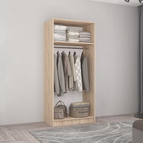 cumpără Dulap Mobildor-Lux Smart-Home (0.90x0.56x2.0H m. cu bară pt umerașe Sonoma/Alb în Chișinău 