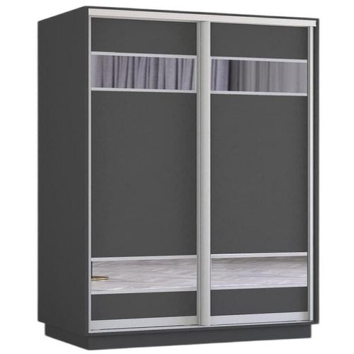 купить Шкаф Mobildor-Lux Fox uși glisante din PAL cu elemente din oglindă (180x60x220H cm) Anthracite в Кишинёве 