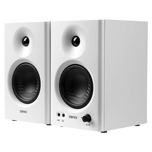 купить Колонки Активный Mонитор Edifier MR4 White Active Speakers, Studio Monitor 2.0/ 2x21W RMS, 1-inch silk dome tweeter and 4-inch diaphragm woofers, MDF wooden cabinets, simple connection to mixers, audio interfaces, computers or media players, front-mounted headphone output and AUX в Кишинёве 