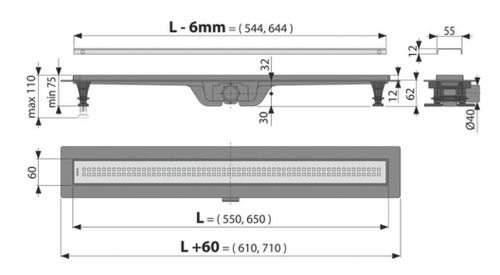 купить Душевой трап Alcaplast CPZ9-550M комплект в Кишинёве 