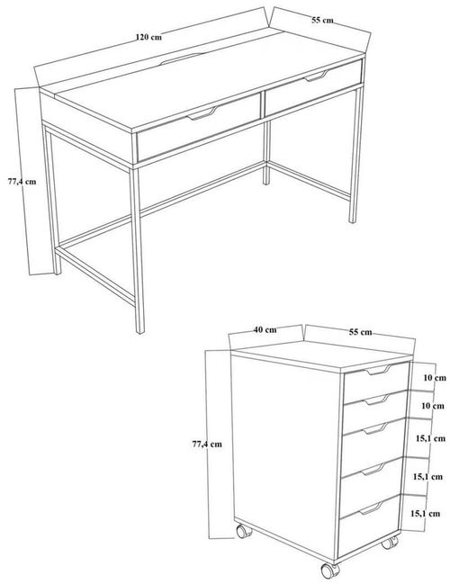 cumpără Masă de birou Trendy Working 1600-77, 120x77,4x55cm în Chișinău 