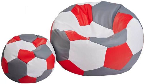 купить Кресло-мешок BeanBag BM6105, Mяч из экокожи Ares, L, серый, красный, белый в Кишинёве 