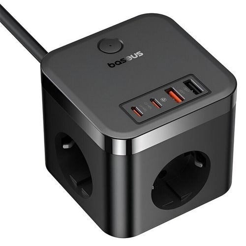 купить Фильтр электрический Baseus E00066400117-00 30W 3AC+2*USB-A+2*Type-C 1,5M, PowerCombo Cube, Cluster Black в Кишинёве 