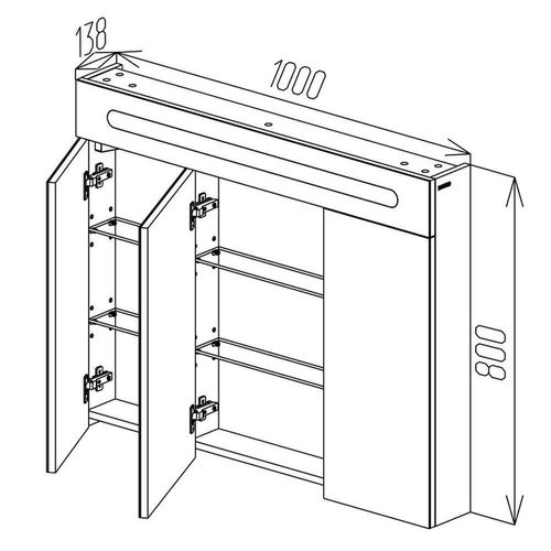 купить Зеркало для ванной Bayro Portis LED 1000x800 белый в Кишинёве 