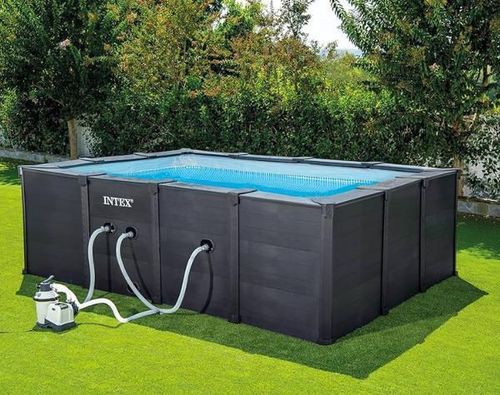 cumpără Piscină cu cadru Intex 26396 Graphite Gray Panel 400x300x124cm, 10091L, cadru metalic în Chișinău 