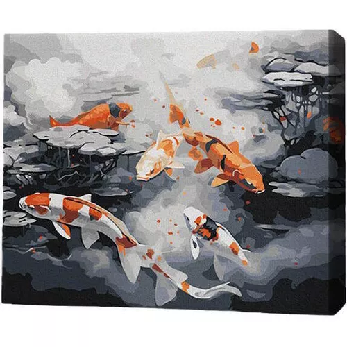 купить Картина по номерам BrushMe RMG0007FC 30x40 см (без коробки) Японские карпы кои в Кишинёве 