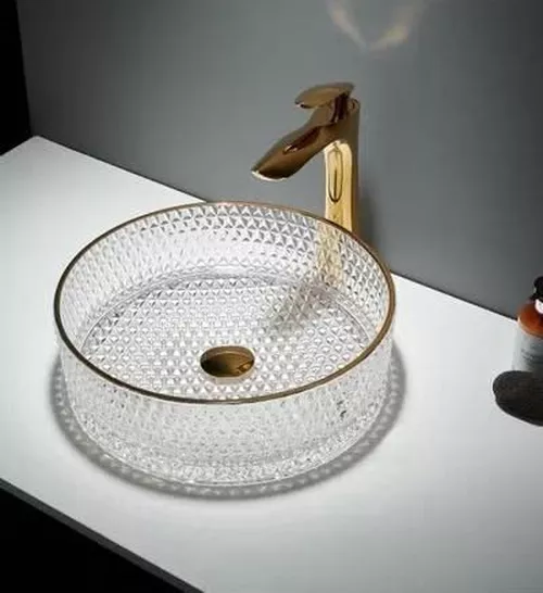 купить Раковина SanDonna Mira Rotund Прозрачно-золотистая в Кишинёве 