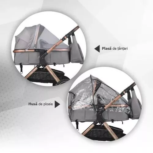 cumpără Сărucior pentru copii Coccolle Melora Moonlit Grey, 3in1 cu landou transformabil în Chișinău 