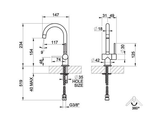 купить Смеситель кухонный Gessi 00915-149 Finox в Кишинёве 