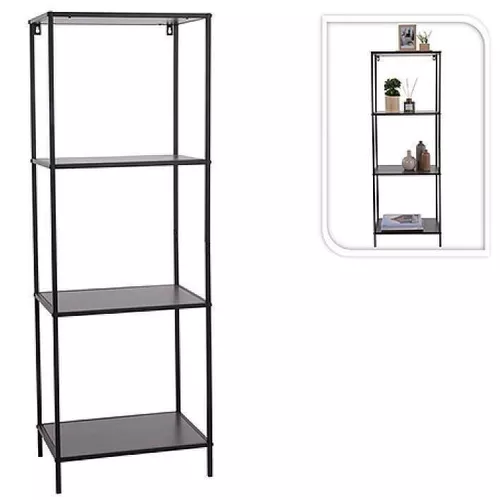 cumpără Raft de birou H&S 48336 Raft cu 4 polite 45x30x130cm, metal, negru în Chișinău 