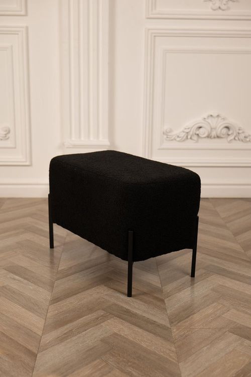 купить Пуф Nex Home Bancheta Teddy, picioare metal, 63x34x42cm, 50 Negru в Кишинёве 