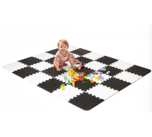 Covoras-puzzle Kinderkraft Luno alb/negru 