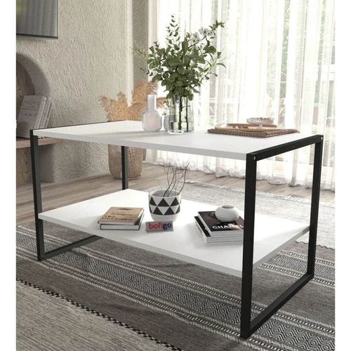 cumpără Măsuţă cafea Nex Home Cu 2 nivele Metal, 90x50 cm, Alb (22-59-01) în Chișinău 