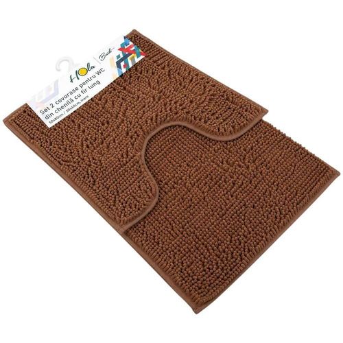 купить Коврик для ванной Hydro S 0440205 Set 2 covorase pentru WC din chenila cu fir lung, maro, 50x40cm/50x80cm в Кишинёве 
