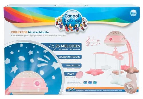 купить Карусель для кроватки Canpol 75/100 pin музыкальная карусель с проектором розовая в Кишинёве 