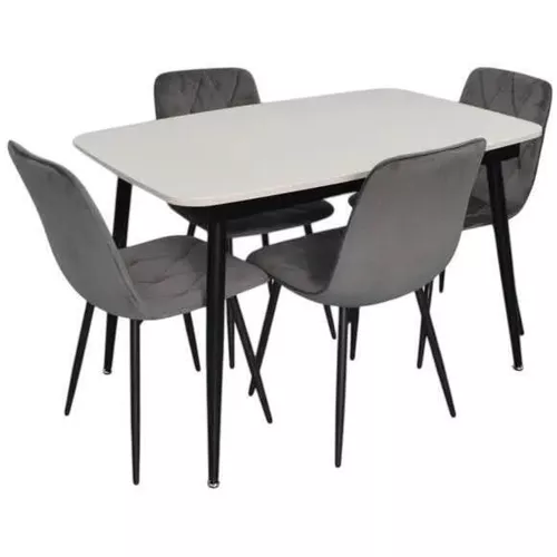купить Комплект стол и стулья Evelin di Costacurta cтол DT-532R B + 4 стула YTC-055B Bluvel-14 (Dark grey) в Кишинёве 