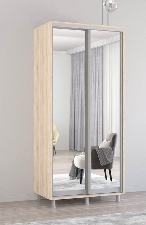 cumpără Dulap Mobildor-Lux Aron-P uși glisante din oglinzi (100x60x200H cm) Sonoma în Chișinău 