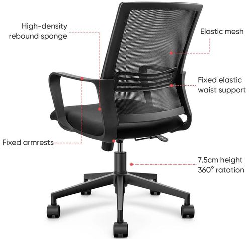 купить Офисное кресло Deli 4502 сетка и обивка, черное в Кишинёве 