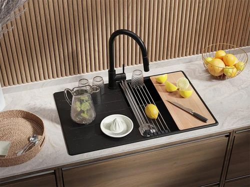 купить Мойка кухонная Primagran Copenhagen 780-50 Top Black metallic + accesorii 500x780 MKHKM в Кишинёве 