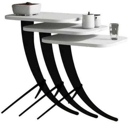 cumpără Măsuţă cafea Trendy Pion, Alb, masa de cuibarit (3 bucati) în Chișinău 