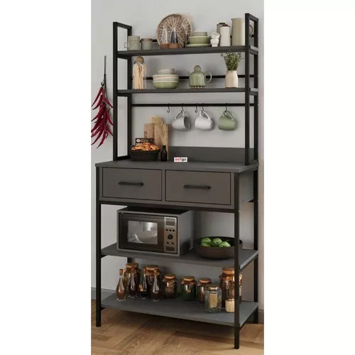 купить Этажерка Nex Home Многоярусный, для кухни, 2 ящика, 81,6x39,6x169 см, Антрацит (28-02-08) в Кишинёве 