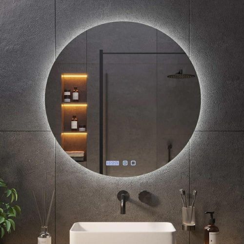 cumpără Oglindă baie Bayro Moon rotund 900x900 LED tactil, neutru, încălzit, ceas, termometru în Chișinău 