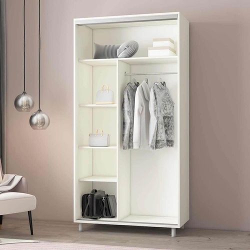 купить Шкаф Mobildor-Lux Раздвижные двери Aron-P из зеркала и ДСП 1,0–1,8 м (130 x 60 x 240 см) Белый блестящий в Кишинёве 