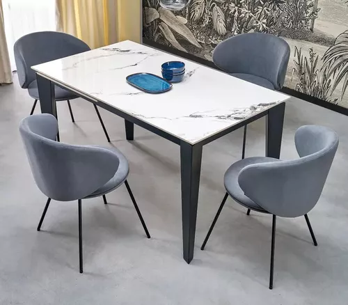 купить Стол Halmar FELIX, marmura alba/negru (92700532) в Кишинёве 