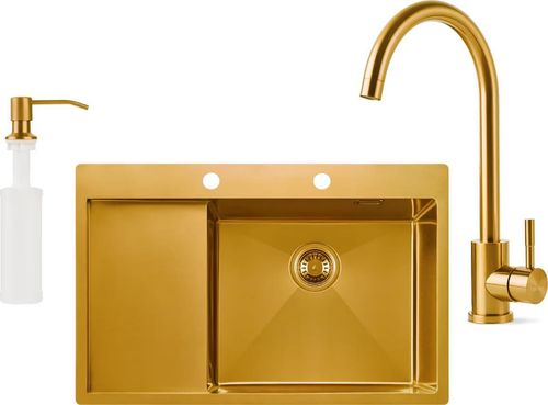 cumpără Chiuvetă bucătărie Fabiano 78x51 Gold+baterie+dozator R în Chișinău 