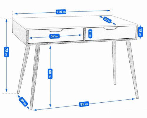 cumpără Masă de birou Jumi CM-305311 110x50x75 cm, Alb/stejar în Chișinău 