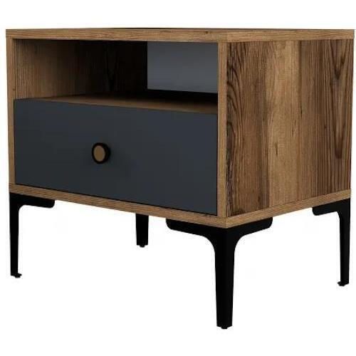 cumpără Noptieră Trendy Lizbon-529, Nuc, Antracit, 56x50x40cm (GTR001516) în Chișinău 