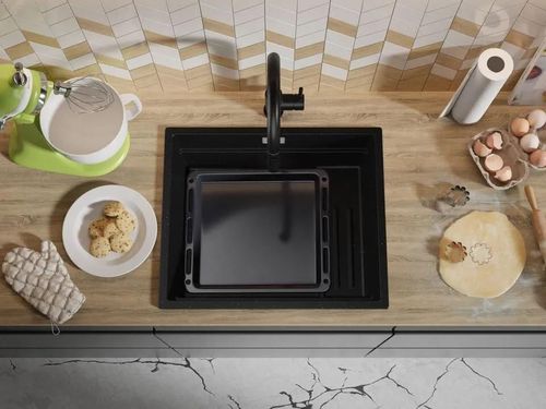 купить Мойка кухонная Primagran Prague 60 Step Level Black metallic + accesorii 470x560 MPSKM#N в Кишинёве 