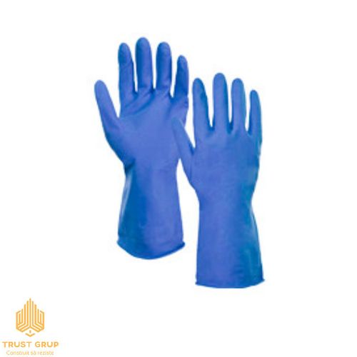 Перчатки хозяйственные латексные с хлопковым напылением (синие) 