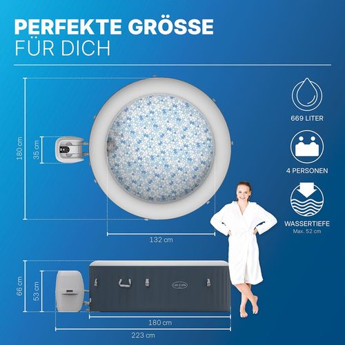 cumpără Piscină cu jacuzzi Bestway 6001C Lay-Z-Spa Miami EnergySense AirJet 4 Dark Blue Round 180x66cm în Chișinău 