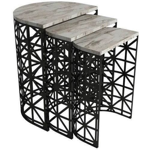 купить Журнальный столик Trendy Stil, marmura alba, masa de cuibarit (3 bucati) в Кишинёве 