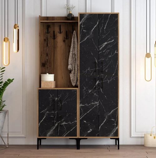 купить Мебель для прихожей Trendy Berlin BA, Nuc, Marmura Neagra, 120x200x35cm (GTR001358) в Кишинёве 