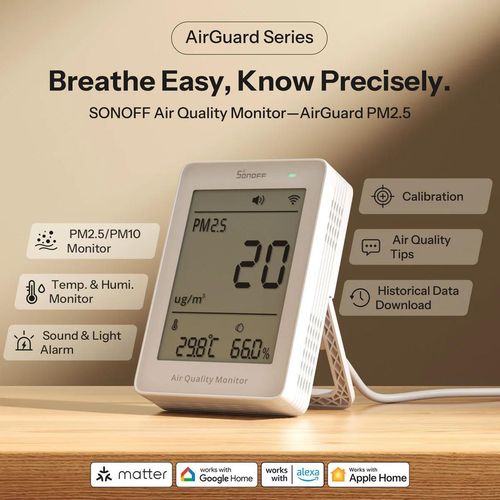 купить Датчик Sonoff Matter Over Wi-Fi Air Quality Monitor AirGuard PM2.5 / PM10 (SAWF-07P) в Кишинёве 