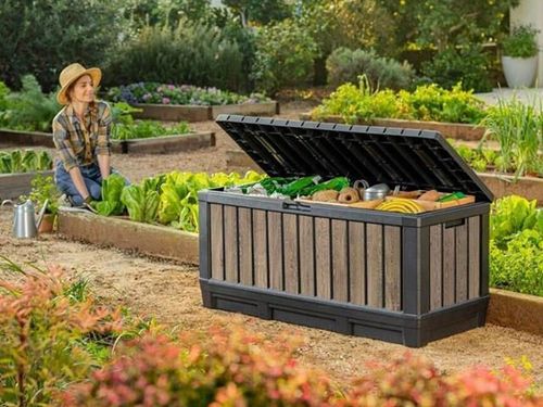 cumpără Cutie depozitare Keter 57690 Kentwood 340L, 128x53.6x59cm, gri în Chișinău 