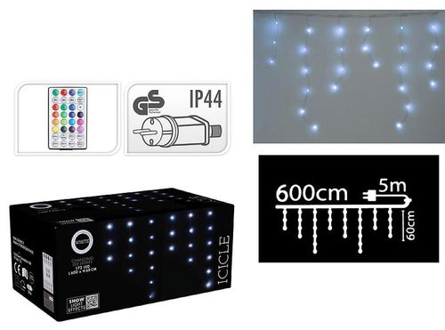 купить Гирлянда Promstore 56508 Luminite de Craciun Cortina, 172LED, alb, 6x0.6m, 8regim.+telecom. в Кишинёве 
