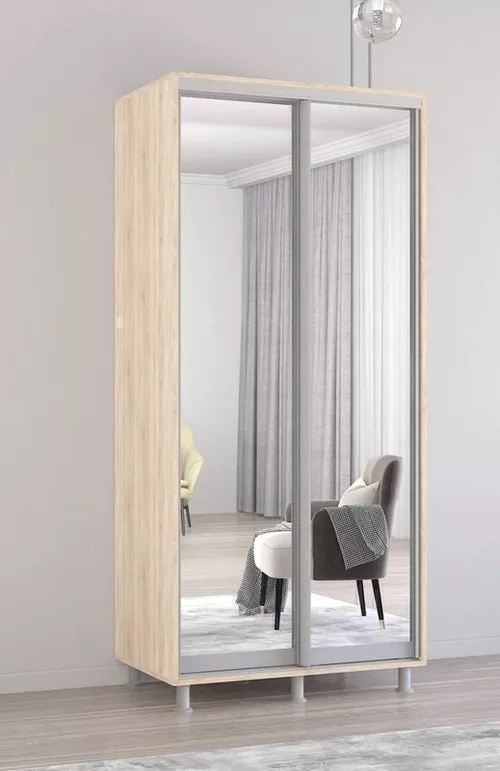купить Шкаф Mobildor-Lux Зеркальные раздвижные двери Aron-P (130x60x230 см) Sonoma в Кишинёве 